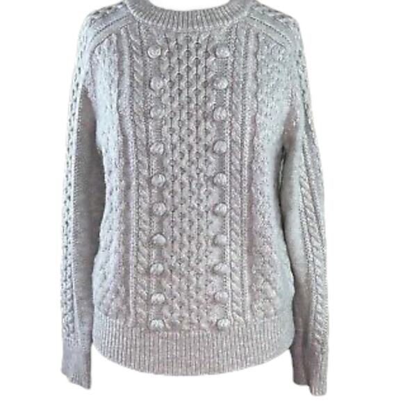 J.Crew Women's SZ XS Small Gray Lambs Wool Blend Popcorn Chunky Knit Sweater - Picture 7 of 8